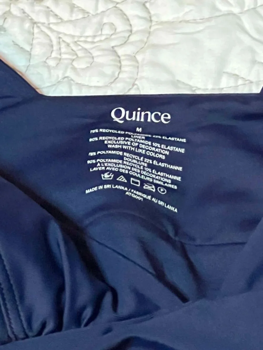 Quince Italian Plunge One-Piece Swimsuit Deep Navy Size M